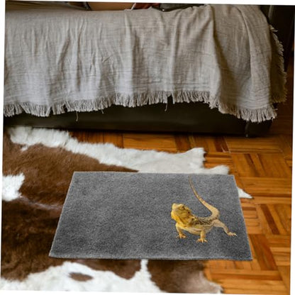Happyyami 3pcs Reptile Carpet Substrate Mats Water-Absorbent Polyester Liners for Turtles Snakes Lizards and Tortoises Washable Reusable Easy to Clean Grey
