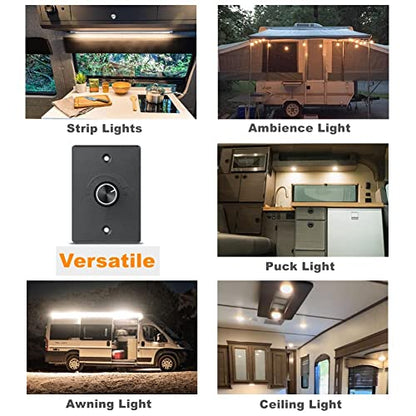 12V Light Dimmer 12 Volt PWM LED Dimmer Switch for RV Boat Truck Camper Van Trailer Light Fixture, LED Strip Lights Rotary Knob DC12-24V (2-Pack 6A) - color: 2-Pack 6A, 4 wire