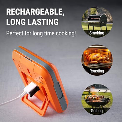 TempPro Wireless Meat Thermometer Digital for Grilling and Smoking, 2 Probes Bluetooth Meat Thermometer for Cooking Turkey Fish Beef, Rechargeable Smoker Accessories for BBQ Oven Gift for Dad - style: 2 Probes