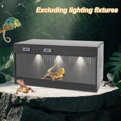 Reptile Terrarium Habitat, Front Opening ReptilesTanks Pet Breeding Box w/Independent Dual Temperature Control & Glass Sliding Door, for Lizard Chameleon Frog Snake Tarantulas Scorpion, 31" ×16" × 16"