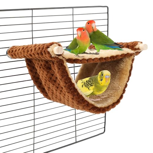 BWOGUE Winter Warm Bird Nest Bed Hanging Hammock Snuggle Hut Parrot House Tent Toy Bird Cage Perch for Parakeet Budgies Cockatiels Lovebird Cockatoo Finch Hamster Chinchilla Guinea Pig - color: Coffee, size: Medium (9"x7.2")