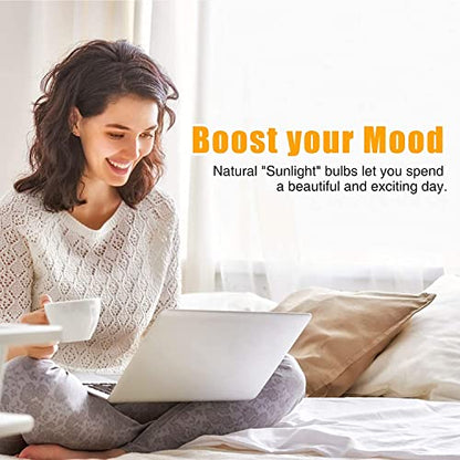 Full Spectrum Light Bulb, 6000K Natural Sunlight Bulbs, 9W 60W Equivalent LED Light Bulb, Natural Light Bulbs A19, E26/E27, 4 Pack - color: 6000k Daylight, size: 4 Count (Pack of 1)