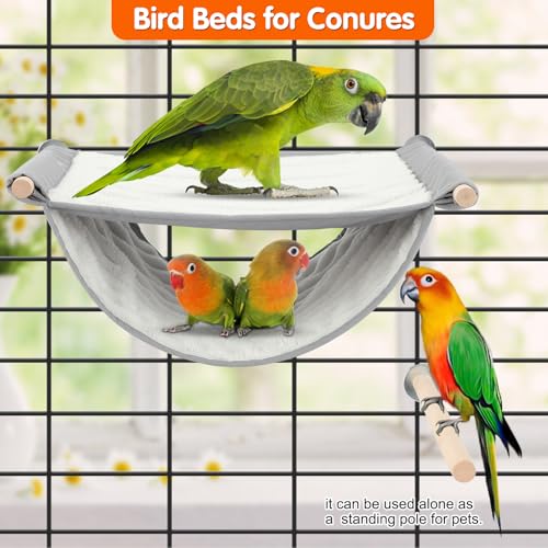BWOGUE Winter Warm Bird Nest Bed Hanging Hammock Snuggle Hut Parrot House Tent Toy Bird Cage Perch for Parakeet Budgies Cockatiels Lovebird Cockatoo Finch Hamster Chinchilla Guinea Pig(Large, Grey) - color: Grey, size: Large (13.56"x9.2")