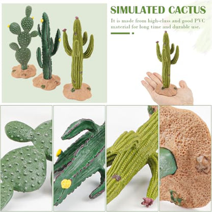 DOERDO 3 Pcs Resin Cactus Decor Simulation Cactus Plant Landscaping Decoration for Tortoise Lizard Gecko Bearded Dragon, 5.5x2 Inch