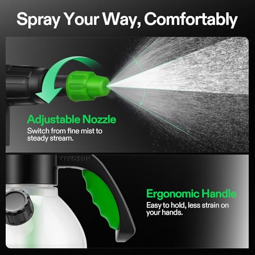 VIVOSUN 70oz Pump Sprayer, Portable Water Spray Bottle for Spraying Plants, Flowers, Weeds and Cleaning, Hand Pump with Side Filling Port, Measuring Cup, Adjustable Nozzles - size: 70oz