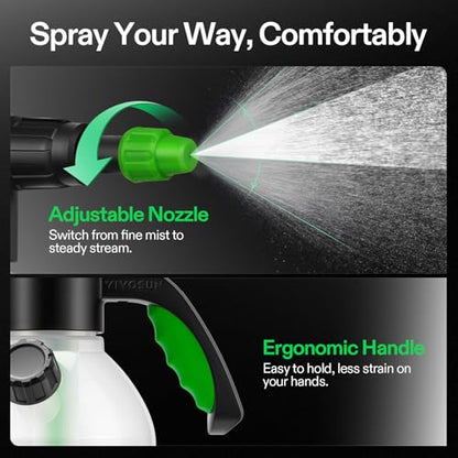 VIVOSUN 70oz Pump Sprayer, Portable Water Spray Bottle for Spraying Plants, Flowers, Weeds and Cleaning, Hand Pump with Side Filling Port, Measuring Cup, Adjustable Nozzles - size: 70oz