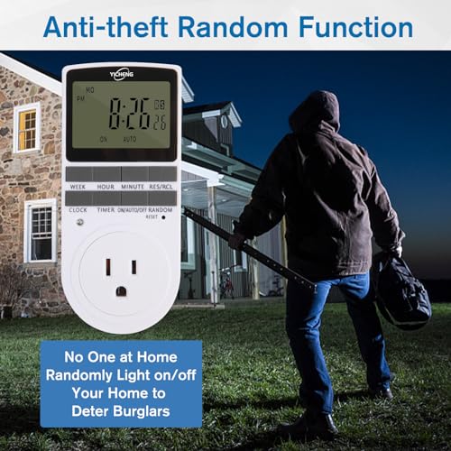 Timers Plug 7-Day 24 Hour Infinite Repeat Cycle Programmable Timed Electrical Power Switch with Countdown Delay on Off Function for Lights and Appliances