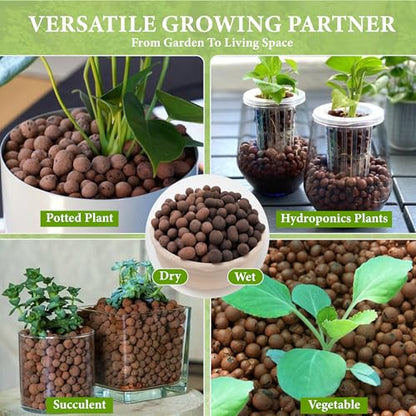 12qt LECA Clay Pebbles for Plants, 10-20mm LECA Balls for Hydroponics, Natural Clay Balls for Plants Drainage, Expanded Pebbles for Orchids, Soil Amendment, Orchid Potting Mix - size: 12 qt
