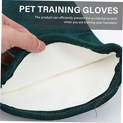 Abaodam 2pcs Pet Feeding Cowhide Gloves Reptile Pet Bite Resistant Protective Gloves for Dogs