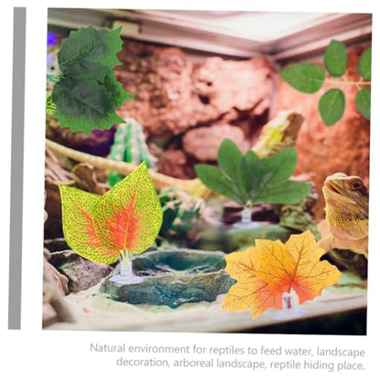 YARNOW 4pcs Artificial Reptile Plant Ornament with Suction Cup, Simulation Plastic Aquarium Plants Decoration for Fish Tank and Terrarium Habitat