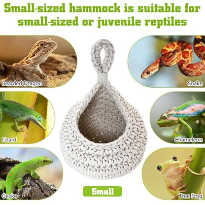 PINVNBY Bearded Dragon Hammock, Wall-Mounted Snake Hammock with Adhesive Hook Snake Enclosure Accessories Habitat Terrarium Decor for Chameleon Lizards Gecko (S)