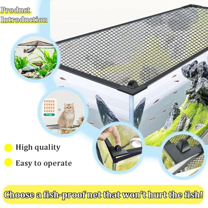 DIY Magnetic Fish Aquarium Anti-Jumping net Cover, Mesh Terrarium lid Aquarium Hood, Reptiles from Jumping Out
