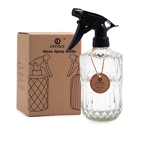 OFFIDIX Glass Spray Bottle,Plant Mister,Pressure Watering Can,Water Spray Bottle with Adjustable Nozzle,0.43L/15.17oz Handheld Spray Bottles for Outdoor Indoor Garden,Cleaning Solutions - color: C-Transparent