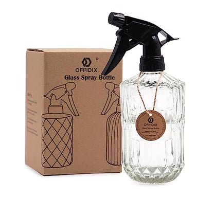 OFFIDIX Glass Spray Bottle,Plant Mister,Pressure Watering Can,Water Spray Bottle with Adjustable Nozzle,0.43L/15.17oz Handheld Spray Bottles for Outdoor Indoor Garden,Cleaning Solutions - color: C-Transparent