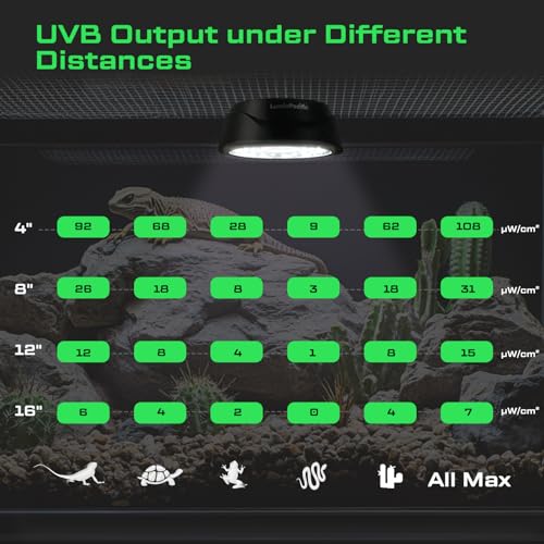 UVB Reptiles Light with Remote, UVA UVB FR Lamp for Rainforest & Desert Reptiles, Ferguson Zones 1-4, Timer Switch, 10 Dimmable, for Bearded Dragon, Turtle, Frog, Snake, Plant (1 Pack) - color: 1 Pack