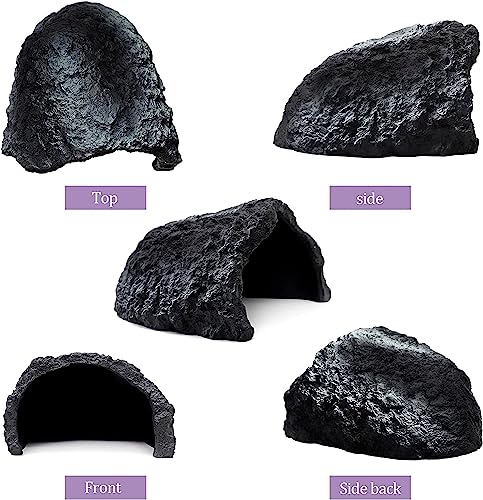 Reptile Rock Hide Cave Large Reptile Habitat Turtle Hideouts Cave for Lizards Bearded Dragon Leopard Gecko Snake Amphibians Fish
