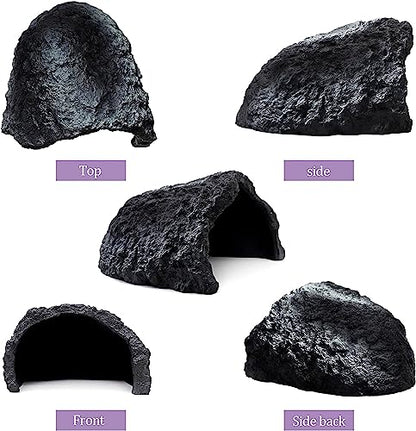 Reptile Rock Hide Cave Large Reptile Habitat Turtle Hideouts Cave for Lizards Bearded Dragon Leopard Gecko Snake Amphibians Fish