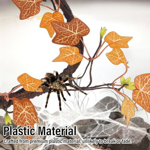 Reptile Climbing Branches 2pcs with Suction Cups, Realistic Plastic Bendable Jungle Vines Terrarium Decor for Bearded Dragon Lizard Snake Tank Accessories