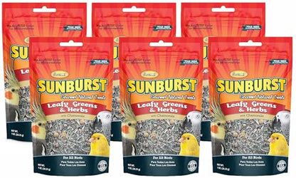 Higgins 6 Pack of Sunburst Leafy Greens & Herbs Gourmet Treats for All Birds, 1 Ounce Per Pack
