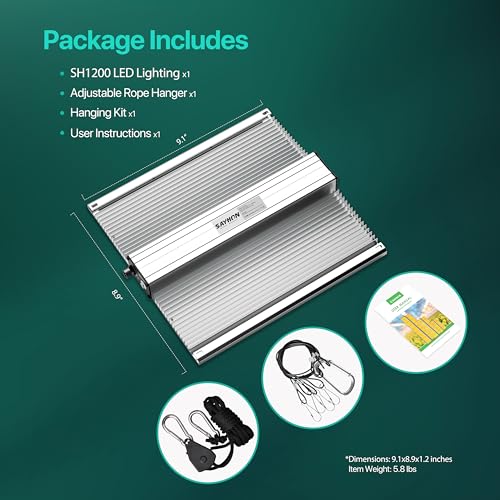 2026 Upgraded SAYHON SH1200 Led Grow Light,Dimmable Full Spectrum LED Growing Lights with UV&IR for Indoor Plants Greenhouse Increase Yield & Crop Quality, Plant Growing Lamps,Cover 2x2 Grow Light - size: SH1200 Dimmable