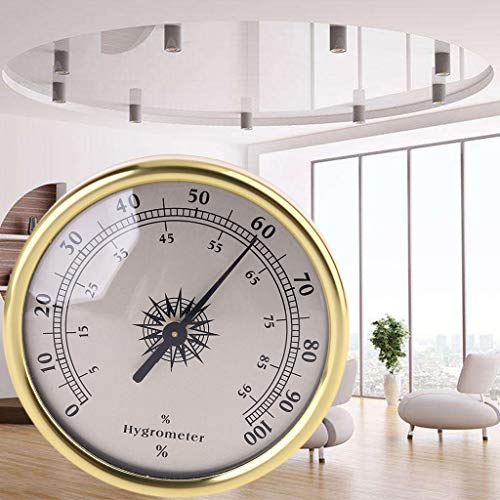 72mm Round Gold Hygrometer Humidity Meter Gauge Ring Surface - No Battery Needed