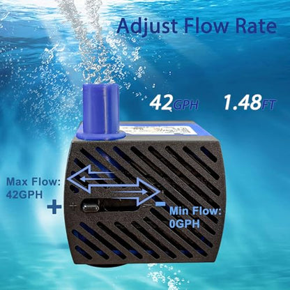 CHANCS AC 110V Water Pump 2.5W 160L/H 42GPH High Lift 1.48ft Small Submersible Pump for humidifiers - color: 2.5w 160l/H