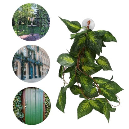Pssopp Lifelike Plant Decorative Hanging Silk Terrarium Plant with Suction Cup for for Reptile Rainforest Box Aquarium Landscape(NFF‑86)
