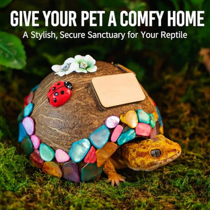 Reptile Hideouts, Handmade Handmade Reptile Home, Hide Cave for Crested Gecko, Leopard Gecko, Lizard, Snake, Crabs Hide Cave, Personalized Terrarium & Vivarium Décor （Butterfly） - style: Butterfly
