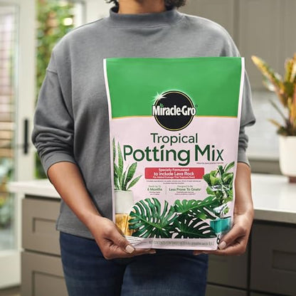 Miracle-Gro Tropical Potting Mix, For Container Plants, Use with Snake Plants, Spider Plants, Pothos, Monstera, 6 qt., 3-Pack - size: 3 Pack, style: Potting Mix