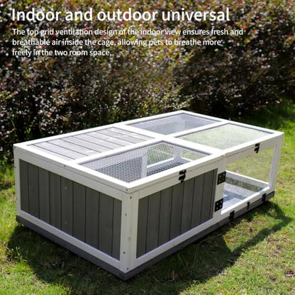 43" Upgrade Wooden Turtle House - Solid Wood Grey - Indoor Outdoor Use - Durable Reptile Cage