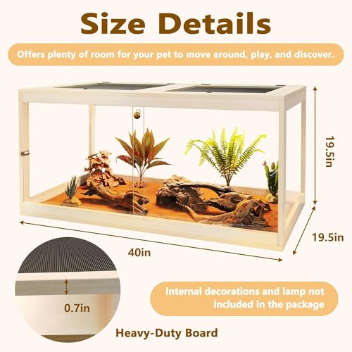 PROLEE Retile Tank,Bearded Dragon Tank,Lizard Tank with Metal Mesh Roof Door, Acrylic Panel Snake Tank with Lock Design,Oak,60Gallons - color: Oak, size: 60 Gallons