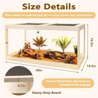 PROLEE Retile Tank,Bearded Dragon Tank,Lizard Tank with Metal Mesh Roof Door, Acrylic Panel Snake Tank with Lock Design,Oak,60Gallons - color: Oak, size: 60 Gallons