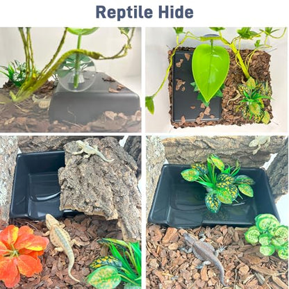 Humid Hideout Cave for Reptiles, Snake Hide for Ball Pythons, Gecko Hide, Leopard Geckos, Bearded Dragons,Compact Terrarium Decor with Easy-Clean Design (9.5"x6.7"x2.2" Large) - size: Large (1 Count)
