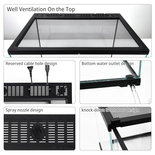 17 Gallon Reptile Glass Tank 20"x14"x14" with Drainage Hole - Pre-Assembled Reptile Cage Enclosure for Turtle,Tortoise,Hermit Crab,Bearded Dragon,Gecko,Lizard,Snake,Spider,Fish,Tarantula - size: 20*14*14inch with drainage hole