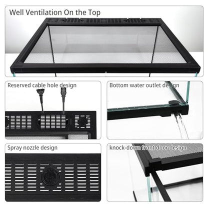 17 Gallon Reptile Glass Tank 20"x14"x14" with Drainage Hole - Pre-Assembled Reptile Cage Enclosure for Turtle,Tortoise,Hermit Crab,Bearded Dragon,Gecko,Lizard,Snake,Spider,Fish,Tarantula - size: 20*14*14inch with drainage hole