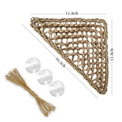 Reptile Hammock Corner Triangle 2 PCS,100% Natural Seagrass Fiber,Bearded Dragon Tank Accessories Habitat Decor for Lizard,Anoles,Iguanas,Chameleon and Hermit Crabs