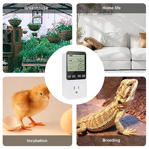KETOTEK Humidity Controller Outlet Plug with Sensor, Digital Humidistat Switch 120V with Alarm for Greenhouse Mushroom Humidifier Dehumidifier