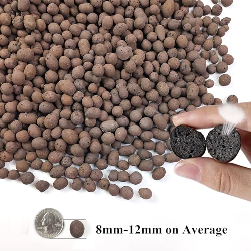 FANTIAN Clay Pebbles for Plants, 2 lbs, 8-12 mm | Leca Clay Balls, Indoor Plants, Orchid Potting Mixes, Hydroponic Growing, Aquatic Plant Soil Drainage - color: Clay Pebbles