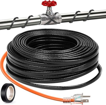 24FT（3FT-200FT） Pipe Heating Cable for Pipe Freeze Protection, Heat Cable for Water Pipes(Metal and Plastic), Pipe Heat Tape Keeps Water Flowing at -40°F 5w/ft, 120V Plumbing fixture - size: 24FT