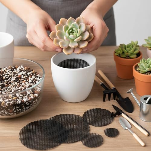 150 Mesh for Plant Plant Hole Mesh Pads Drainage Screen Plastic Round Flower Hole MeshScreen Cover Pad 2 3 4 Inch Assorted SizesMesh Preventing Soil Leakage