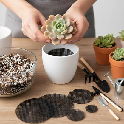 150 Mesh for Plant Plant Hole Mesh Pads Drainage Screen Plastic Round Flower Hole MeshScreen Cover Pad 2 3 4 Inch Assorted SizesMesh Preventing Soil Leakage