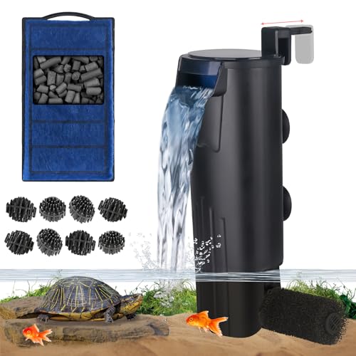 Turtle Tank Filter Aquarium Internal Filter for 3 to 20 Gallon Fish Tank, Bio-filtration Low Water Level Small Power Canister Filter, Frog Shrimp Newt Betta Water Clean, Hang On Back Waterfall Quiet - size: WP-208H for 3-20Gal