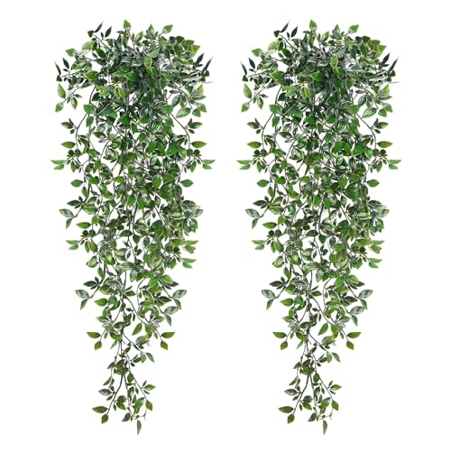 BLEUM CADE Fake Hanging Plants, 2pcs Artificial Hanging Potted Plant, Faux Mandala Vines Hanging Plant Greenery for Wall Shelf Home Living Room Indoor Outdoor Decor - color: Mandala Vines, size: 2pcs