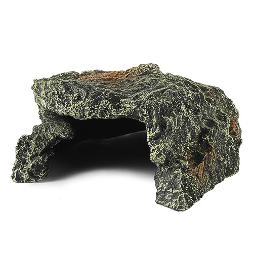 IBWell Resin Reptile Rock Cave, Lizard Tank Décor, Gecko Hide Reptile Hideout for Small Turtle Accessories for Tank, Leopard Gecko, Lazard Hideout