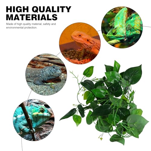 Hemoton Reptile Vine Artificial Vine Plant with Suction Cups Simulation Leaves Climbing Terrarium Landscape Decor for Lizard Habitat and Pet Reptiles