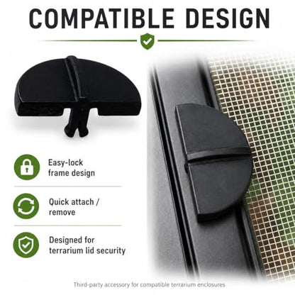 4 Pack Terrarium Lid Clips Compatible with Exo Terra Enclosures, Easy-Lock Reptile Cage Screen Cover Fasteners to Prevent Escapes
