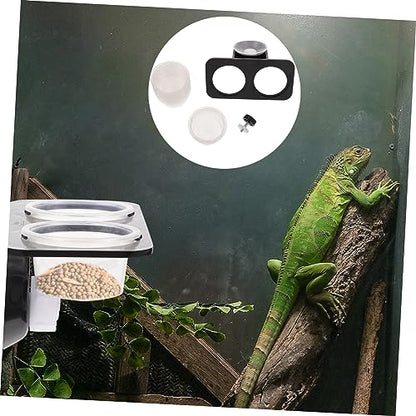 BESPORTBLE Reptile Feeder with Feeding Bowls and Suction Cup Practical Worm Container for Gecko Food and Water Easy to Clean and Durable Feeding for Lizards - size: 11.7X6.3X5.7CM