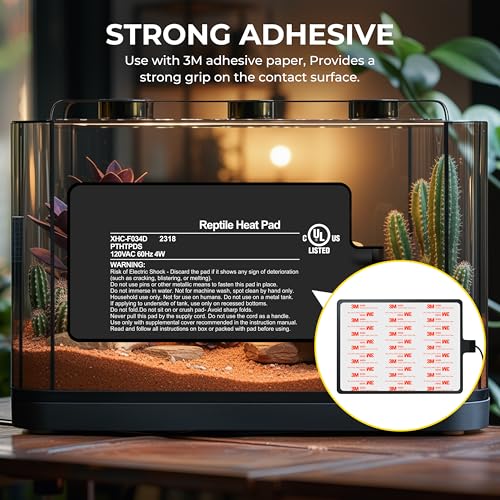 4x7 Inch Reptile Heating Pad 4W Electric Reptile Heat Pad Waterproof Under Tank Terrarium Heat Mats for Reptiles, Amphibians & Small Pets - color: Black, size: 4" x 7"(4W)