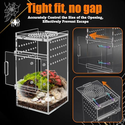 Acrylic Jumping Spider Enclosure Tarantula Enclosure, Full Transparency Spider Enclosure Spider Terrarium Jumping Spider Habitat, Insect Terrarium Bug Enclosure, Arboreal Tarantula Enclosure