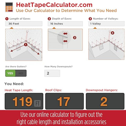 RADIANT SOLUTIONS HeatTapePro - Intelligent Commercial Grade Self-Regulating Heat Cable with GlowCap™ - 10 YR warranty - Ice Dam & Pipe Freeze Protection - 100 ft cable + 10 Ft Cord, 120V, 6 watts/Ft - style: Heat Tape Pro (100 FT)